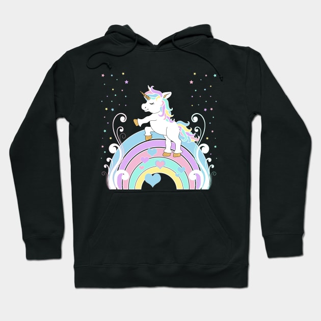 Heart Rainbow Unicorn - Isolated Hoodie by DesignsbyDonnaSiggy